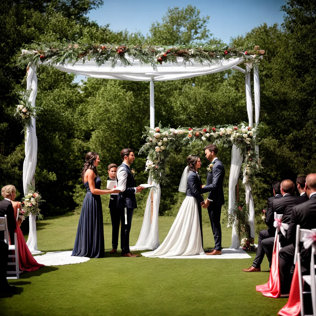 casamento ao ar livre jarras flores arco luzes
