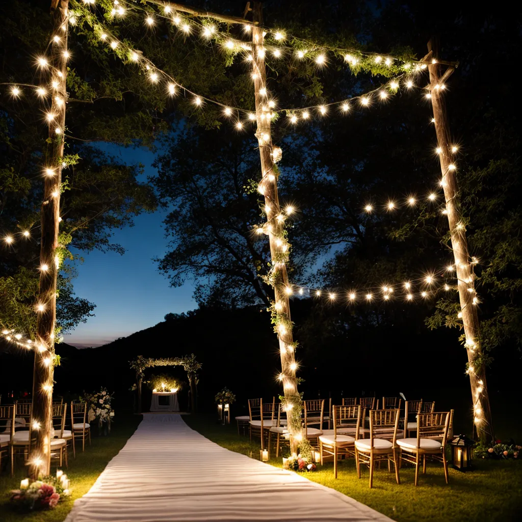 casamento ao ar livre arco madeira luzes