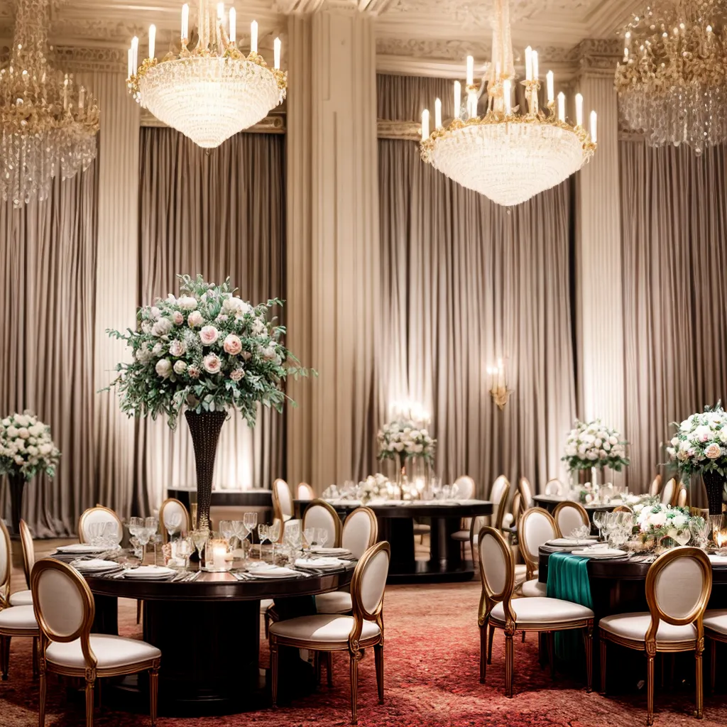casamento luxuoso chandeliers flores mesa