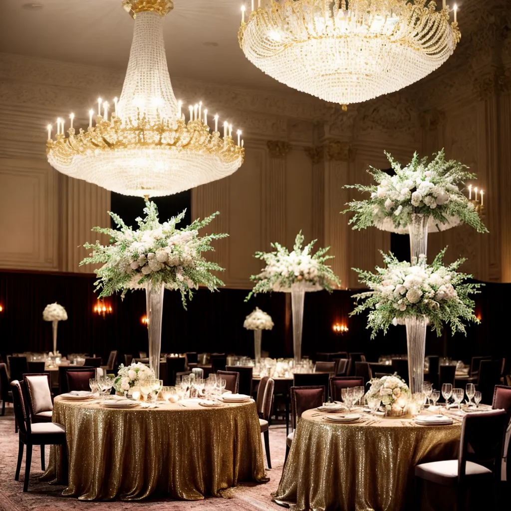 casamento luxuoso salao candelabros flores ouro
