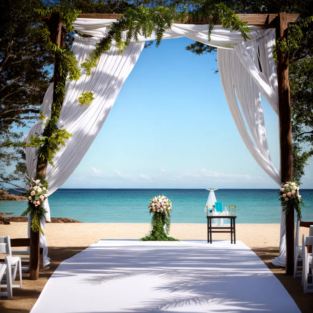 casamento praia vista mar arco madeira