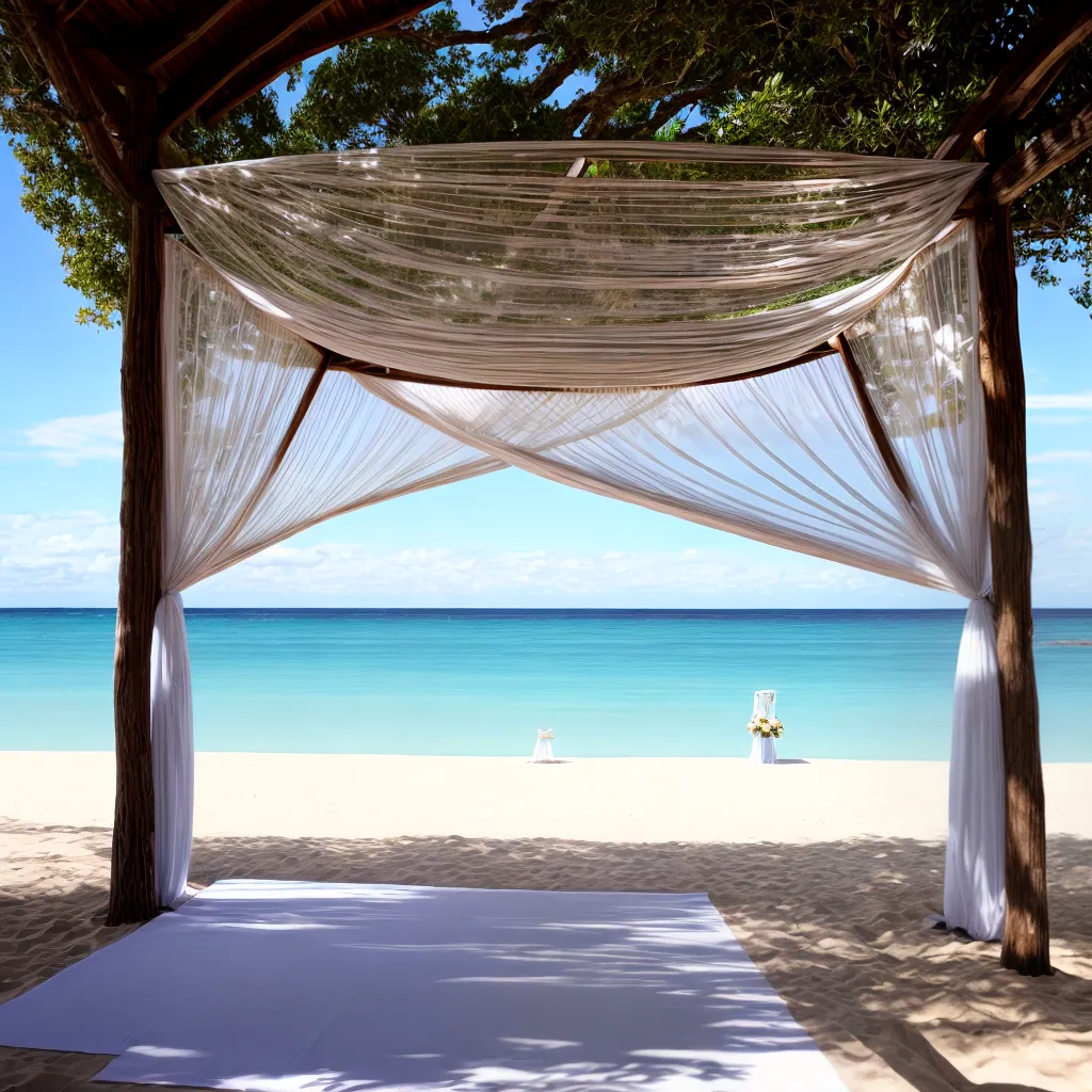 casamento praia canopy flores madeira