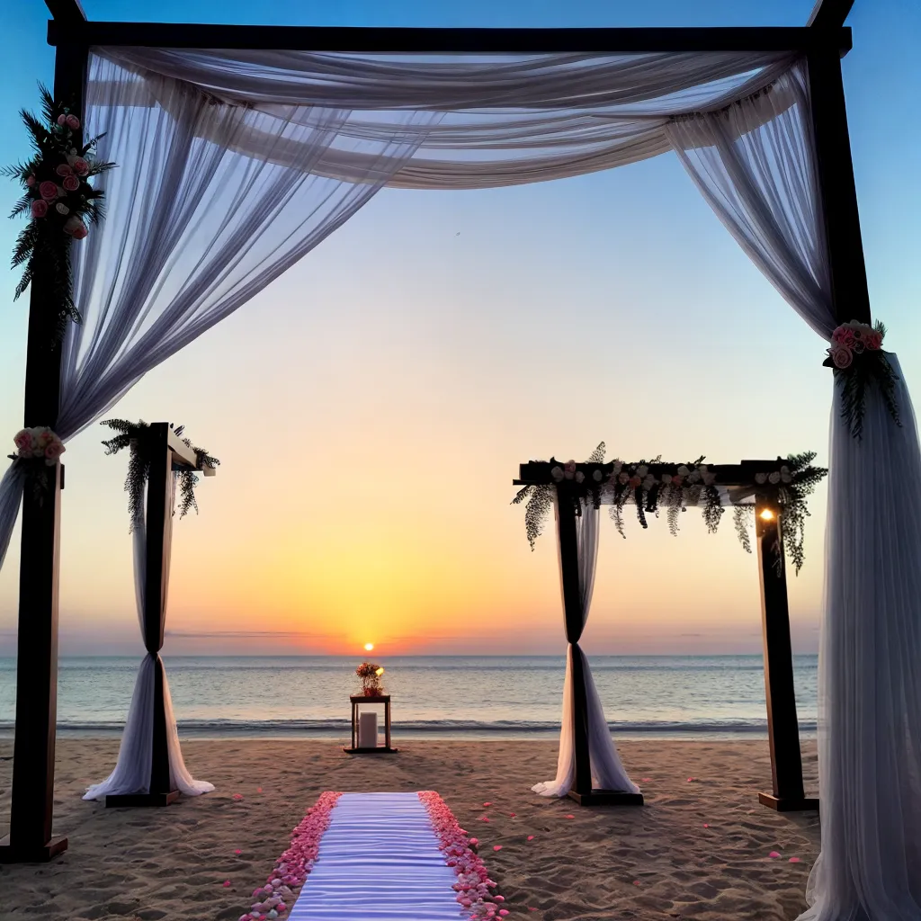 casamento praia cerimonia altar por do sol