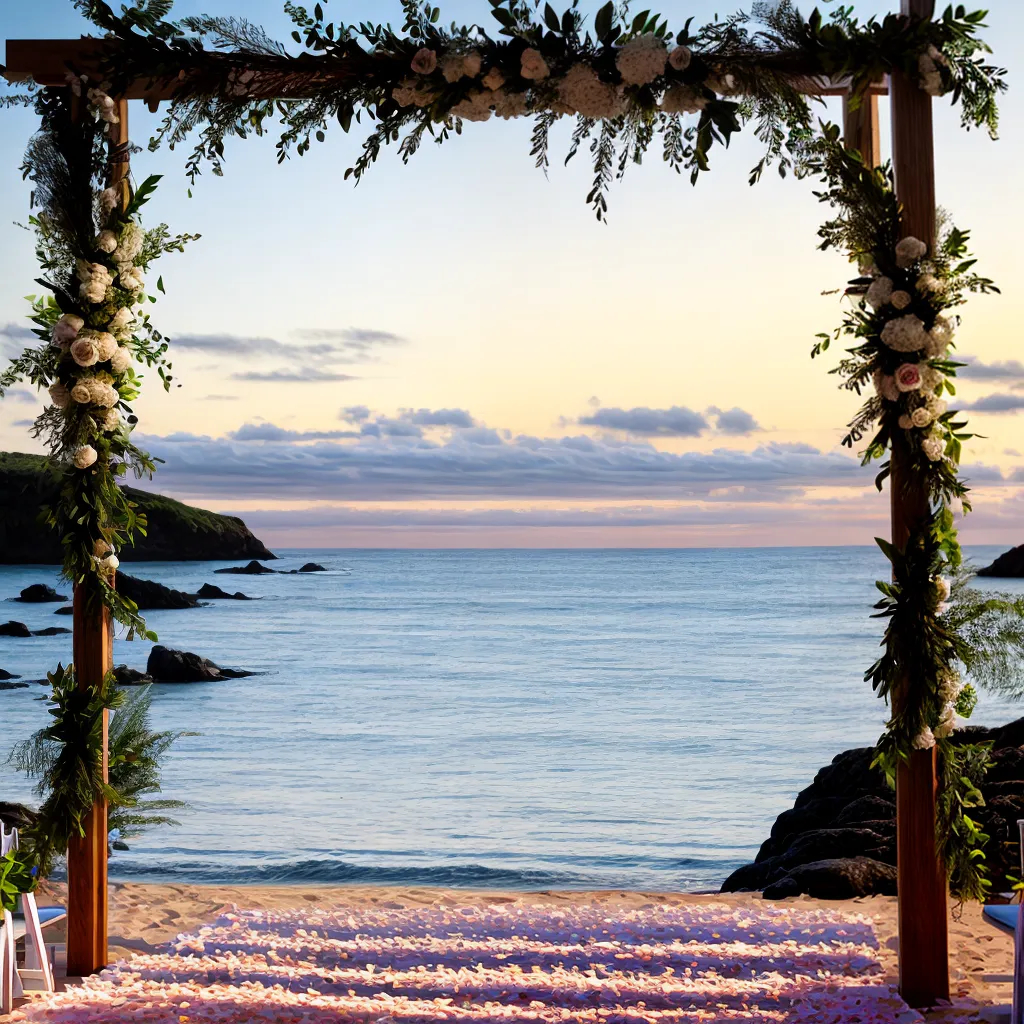 casamento praia cadeiras brancas arco madeira