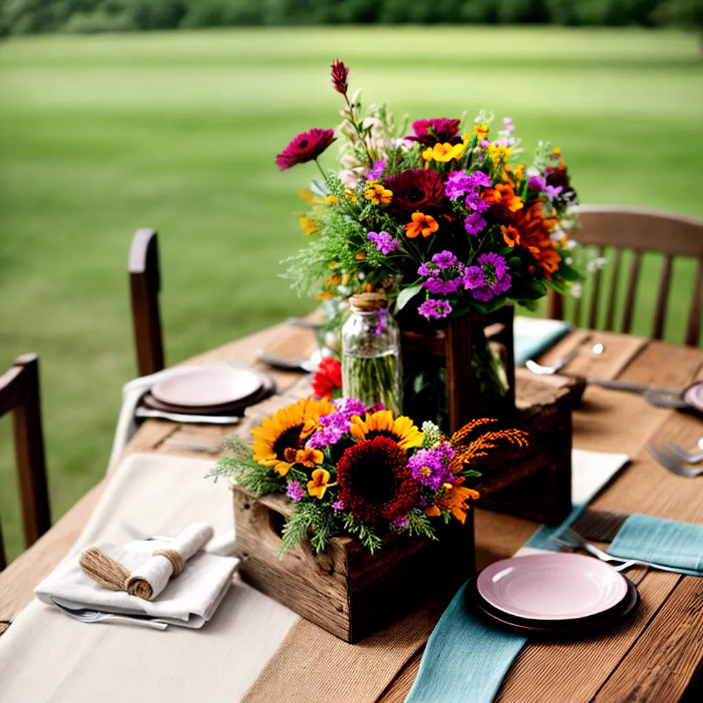 mesa rustica casamento flores campestre 1
