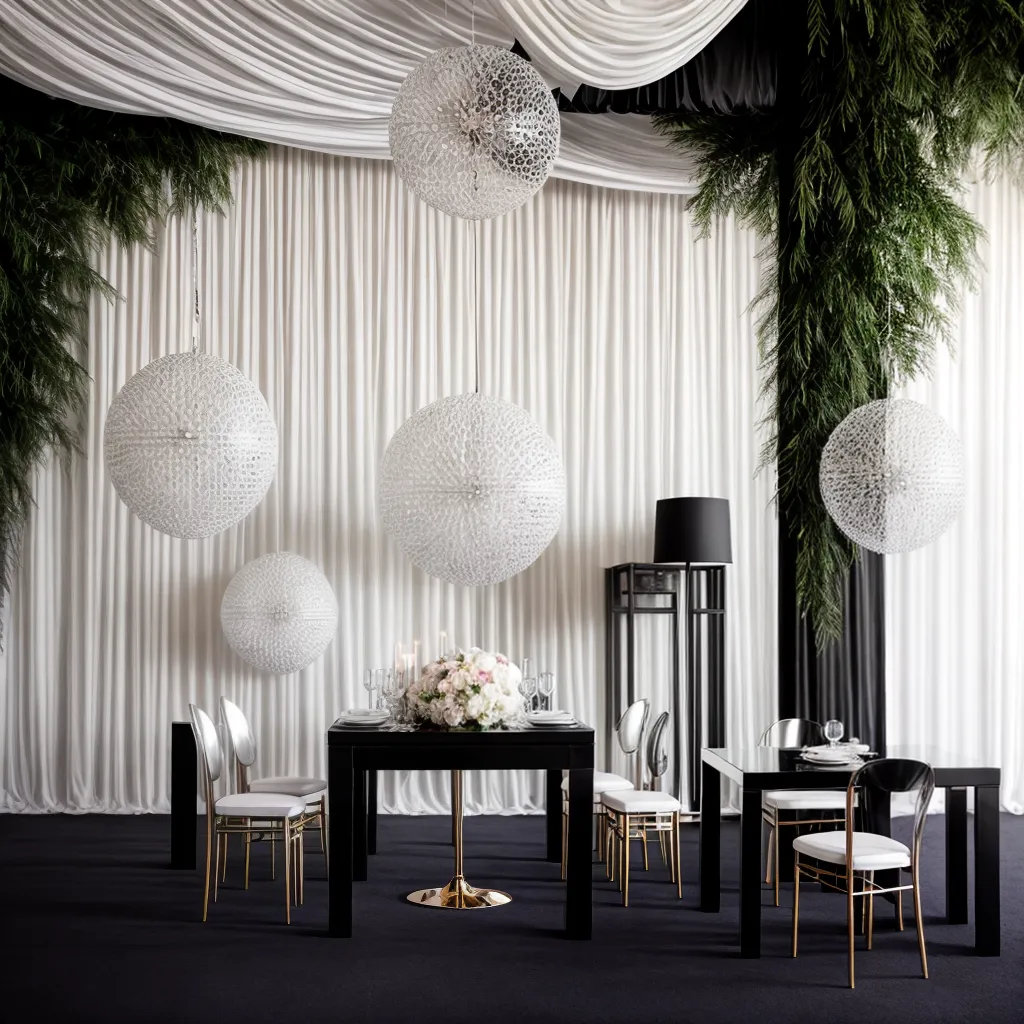 decoracao casamento moderna preto branco metalico