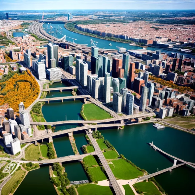 cidade europeia arquitetura moderna infraestrutura