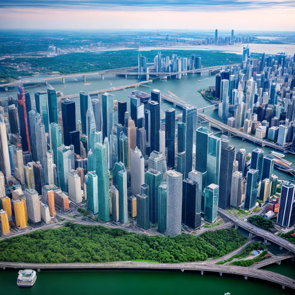 cidade futurista arranha ceus tecnologia sustentavel