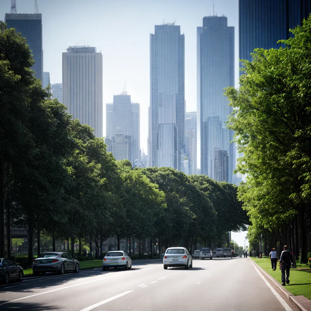 cidade futurista edificios verdes tecnologia