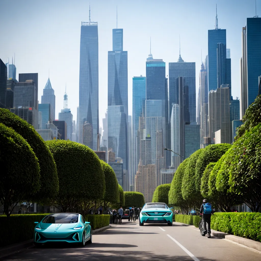 cidade futurista arranha ceus verde tecnologia
