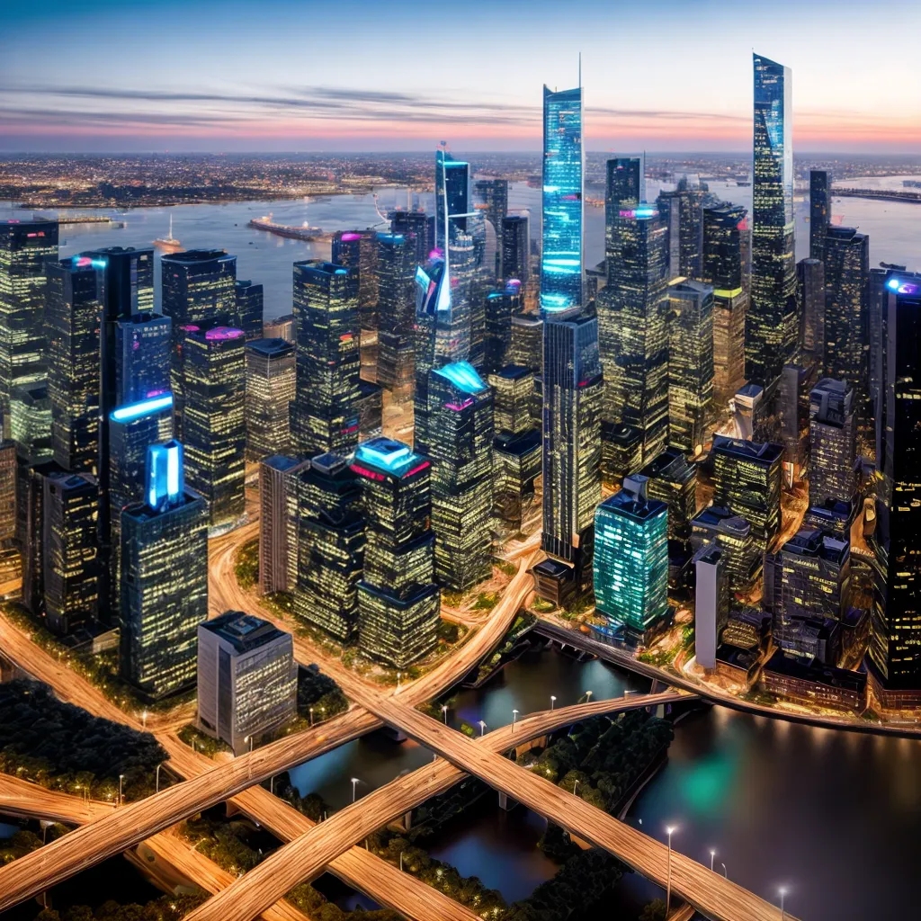 cidade futurista arranha ceus verde 6