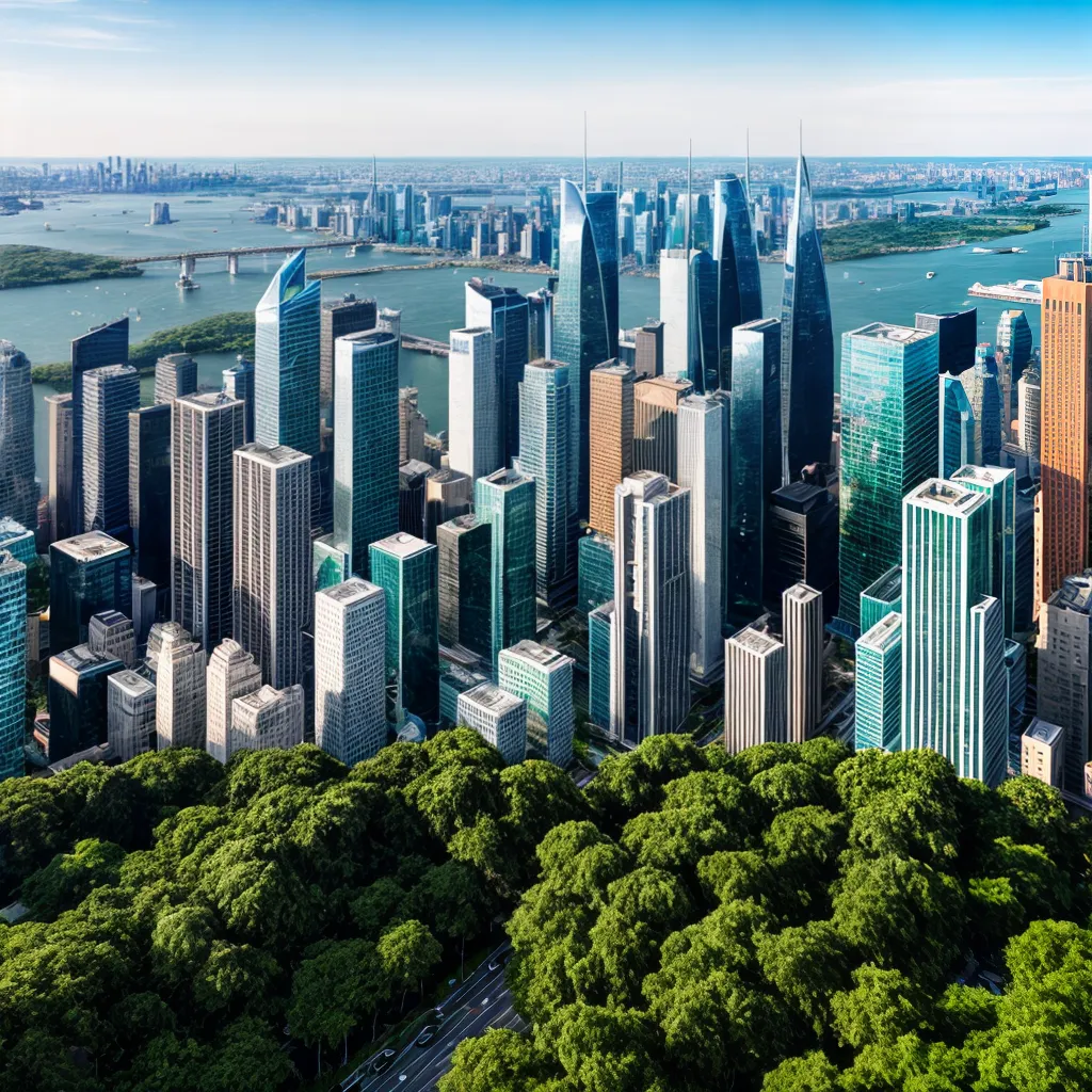 cidade futurista arranha ceus natureza 2