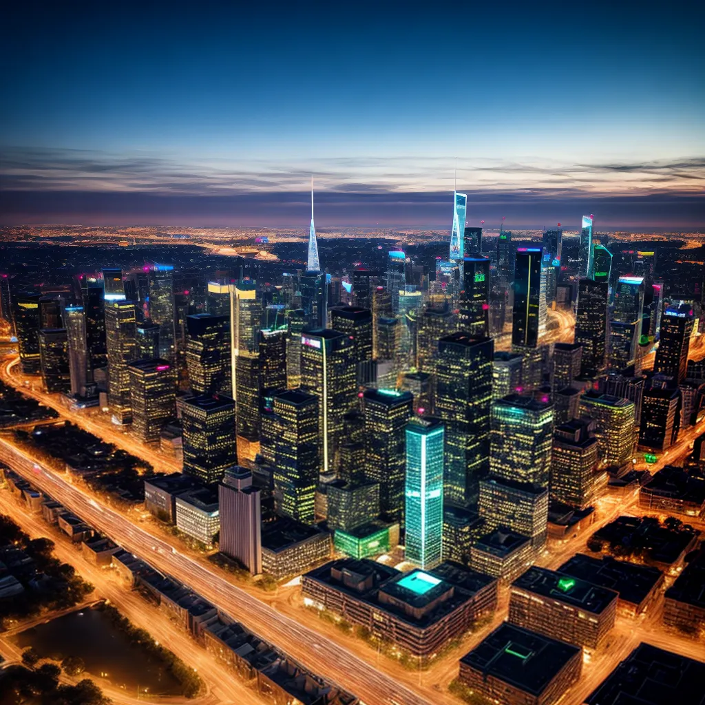 cidade noturna skyscrapers tecnologia 5g