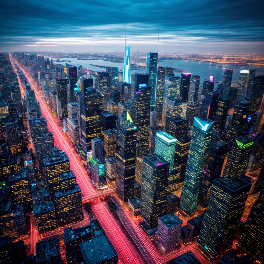 cidade futurista neon 5g ar