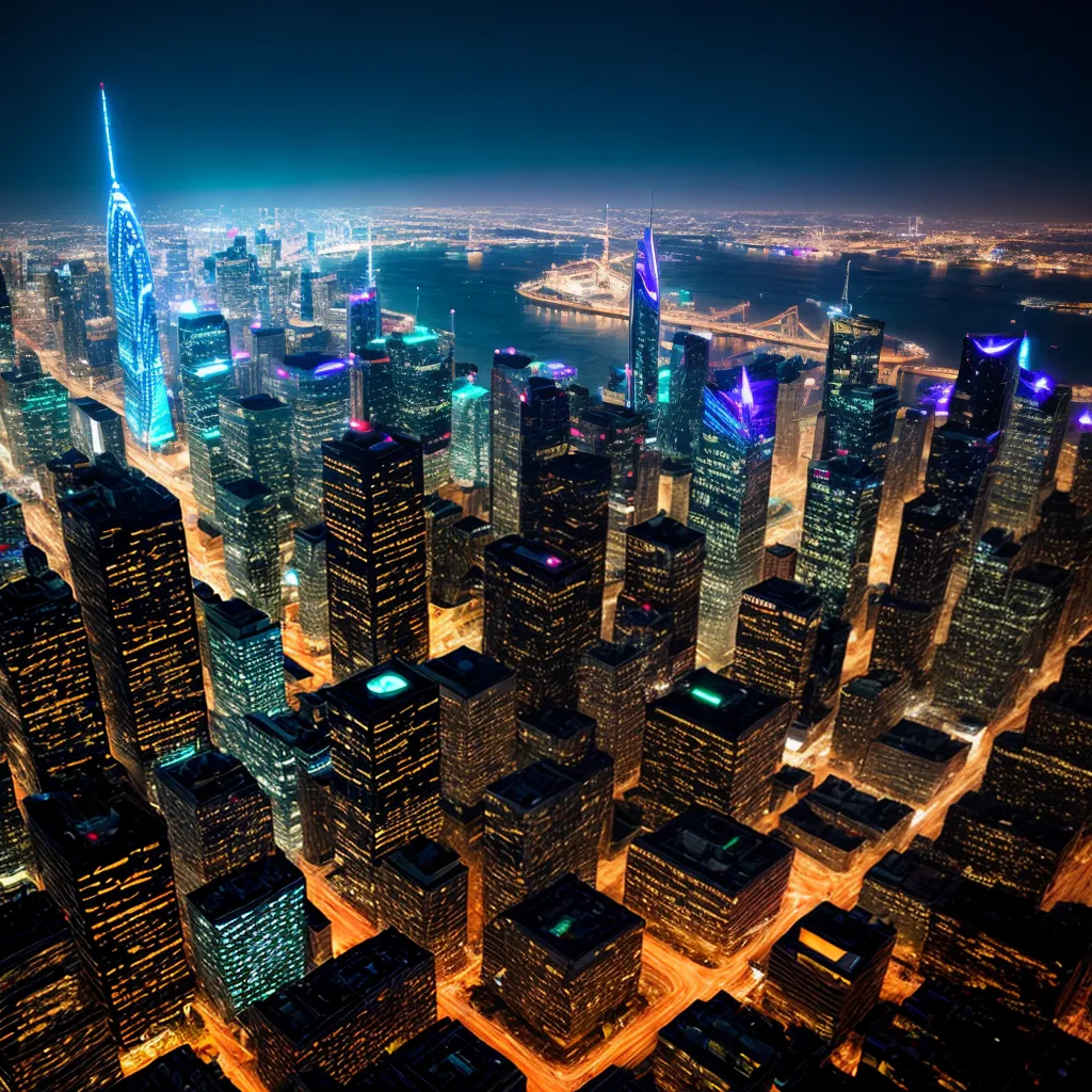 cidade futurista neon 5g realidade aumentada
