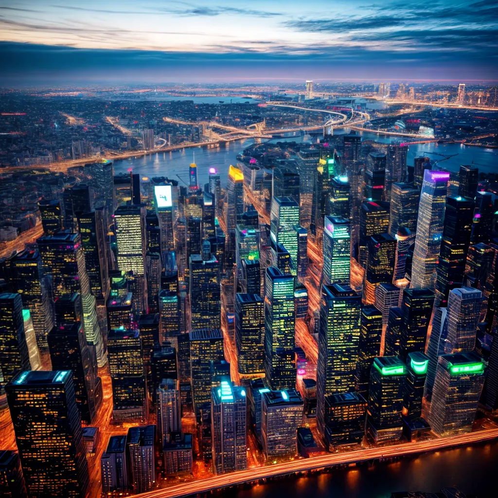 cidade futurista neon tecnologia 5g