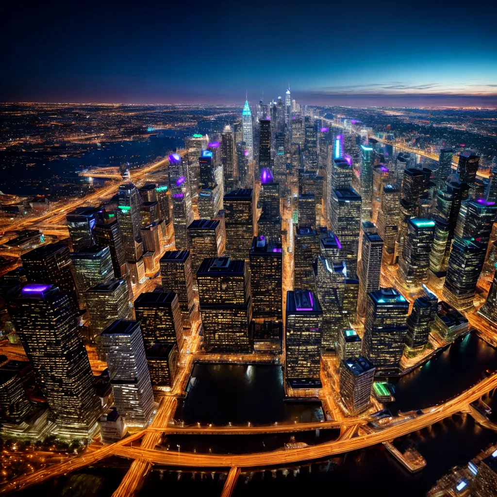 cidade noturna futurista tecnologia 5g