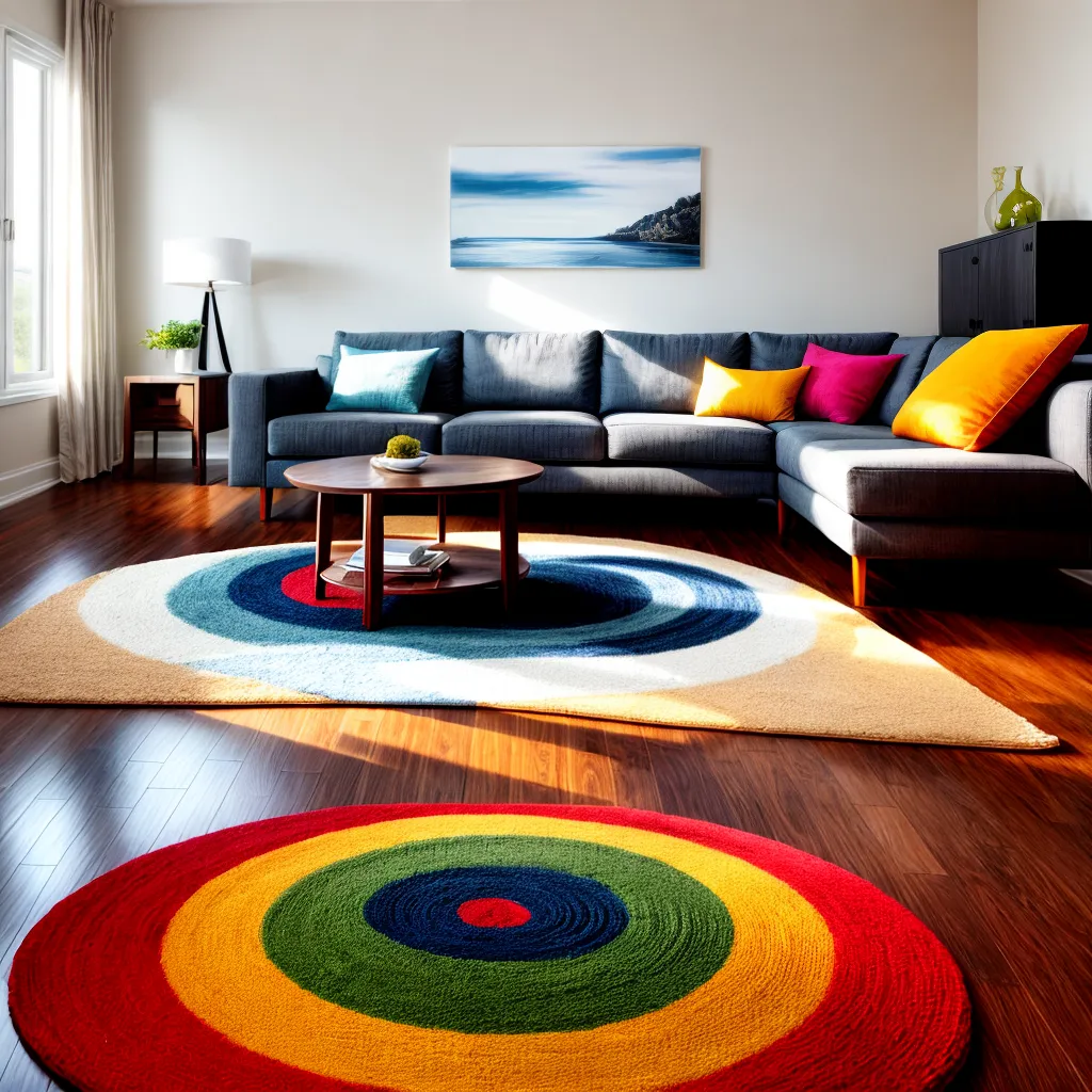 sala estar acoalhada tapete colorido 1