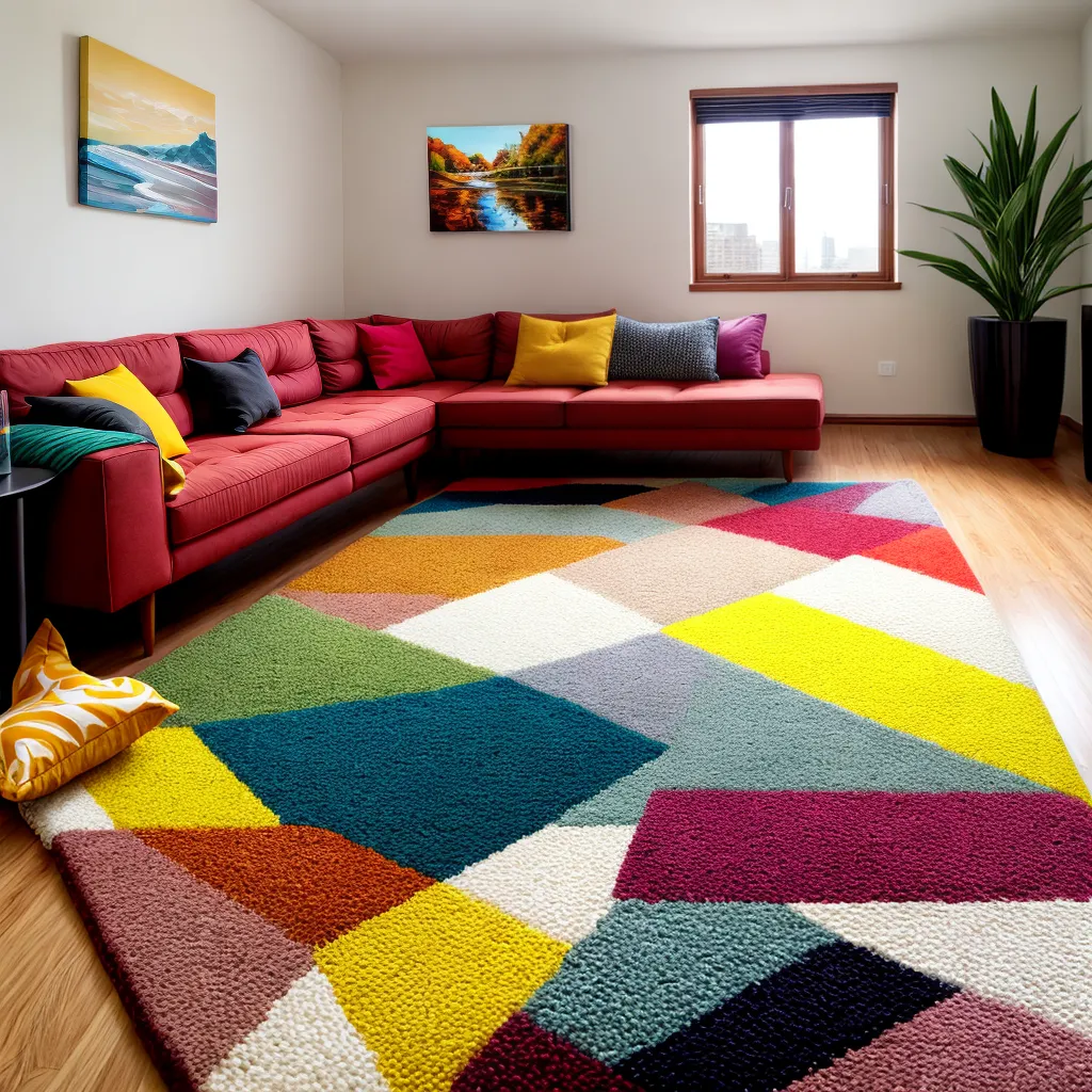 sala estar colorida tapete arte