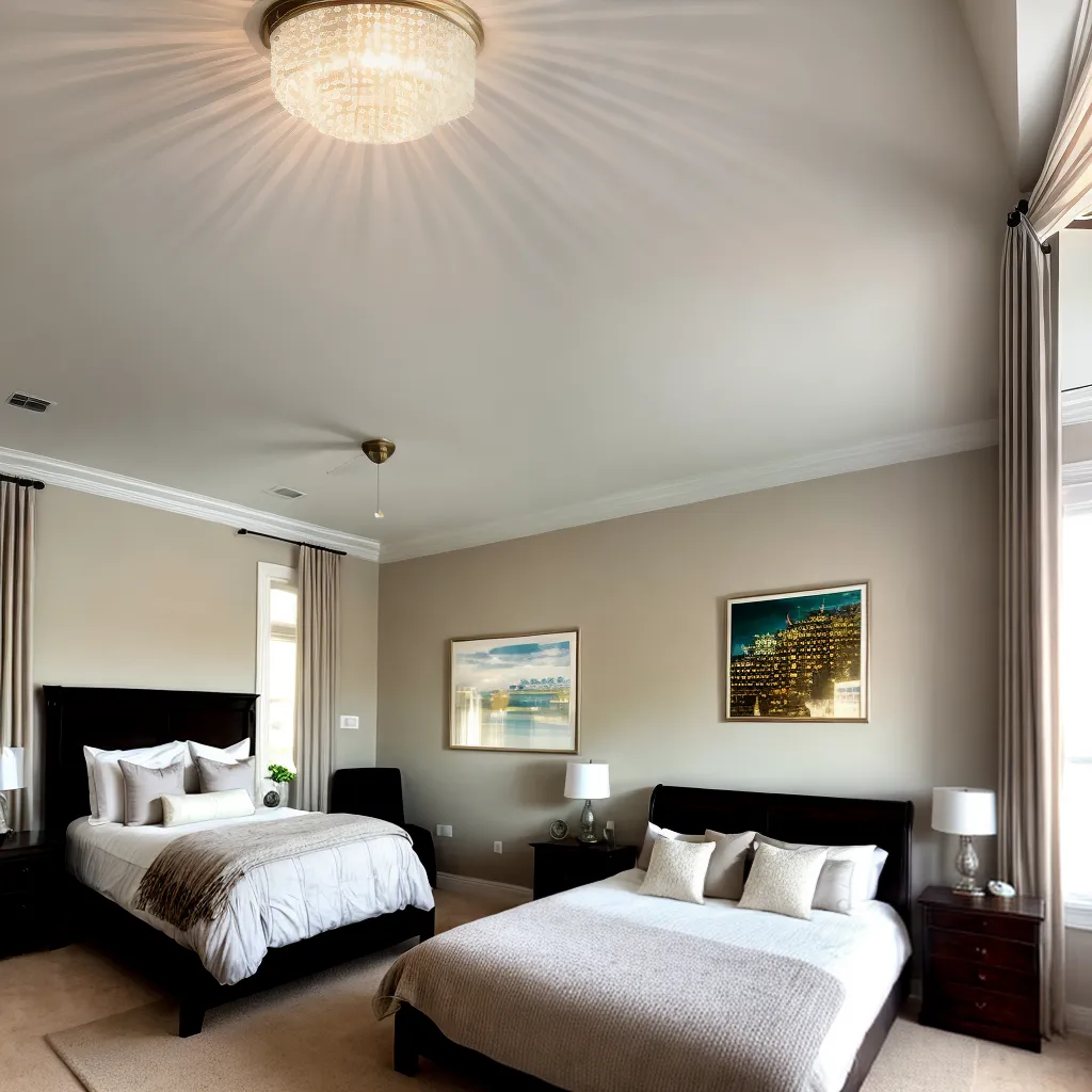 quarto elegante neutro cortinas cama