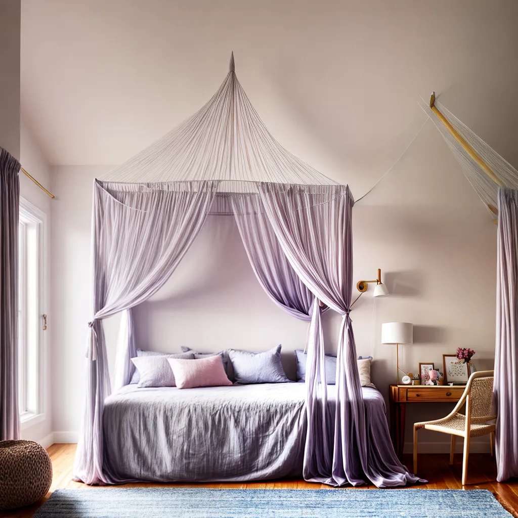 quarto magico luzes fadas cama canopy