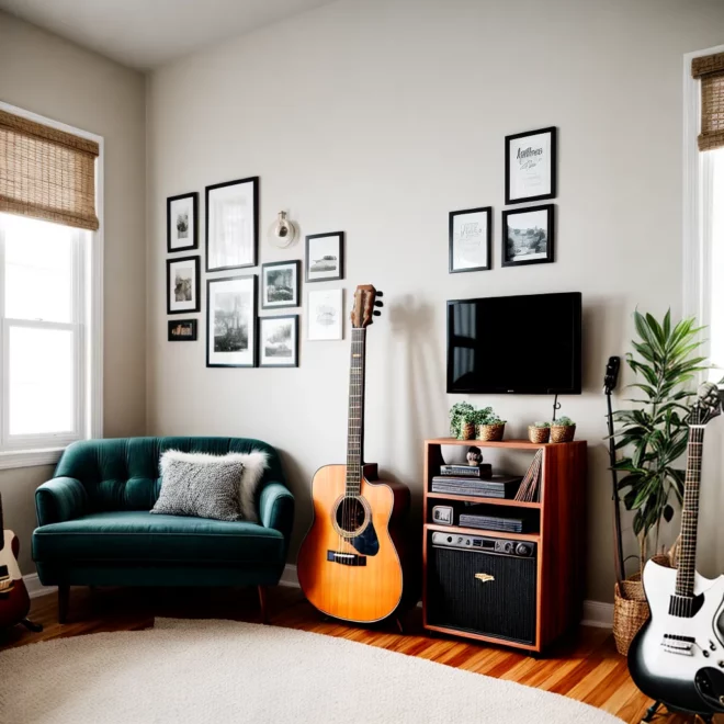 decor musical vinil guitarra sala