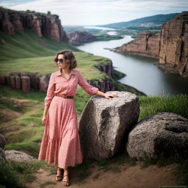 mulher estilosa vestido vintage chapeu