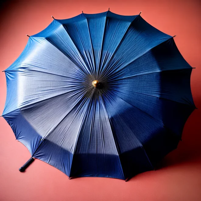 guarda chuva azul ripado costura