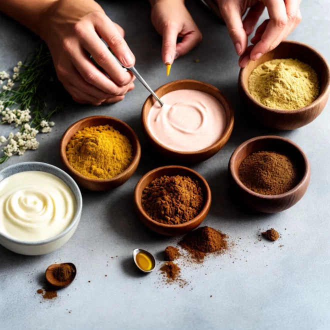 mulher misturando ingredientes vegan beleza