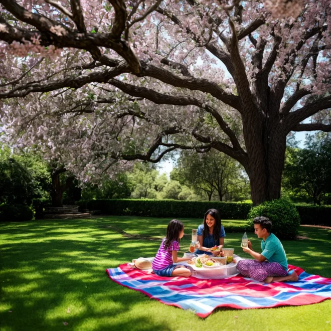 dia ensolarado jardim piquenique familia dia ensolarado jardim piquenique familia