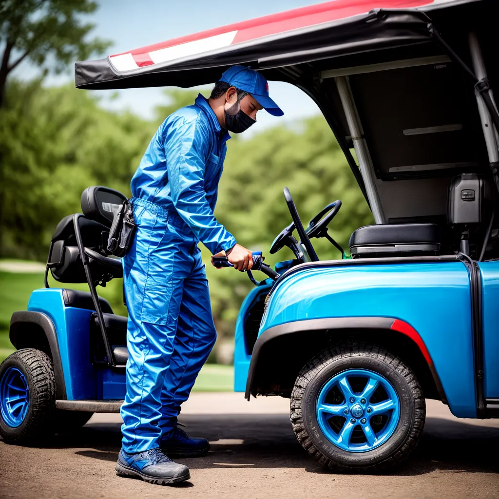 mecanico trabalhando golf cart