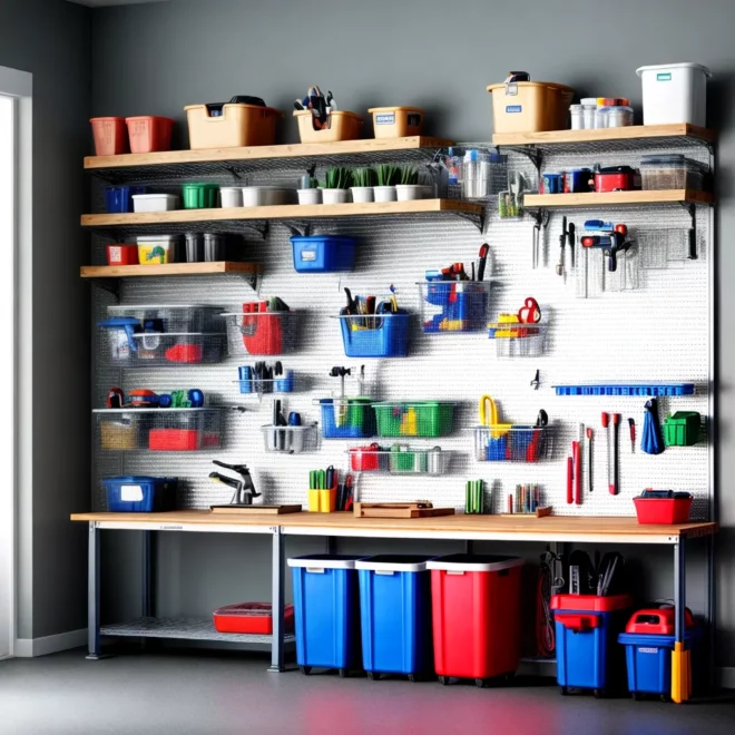 garagem organizada armazenamento ferramentas