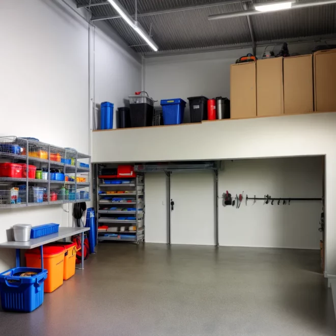 garagem organizada prateleiras armazenamento 4