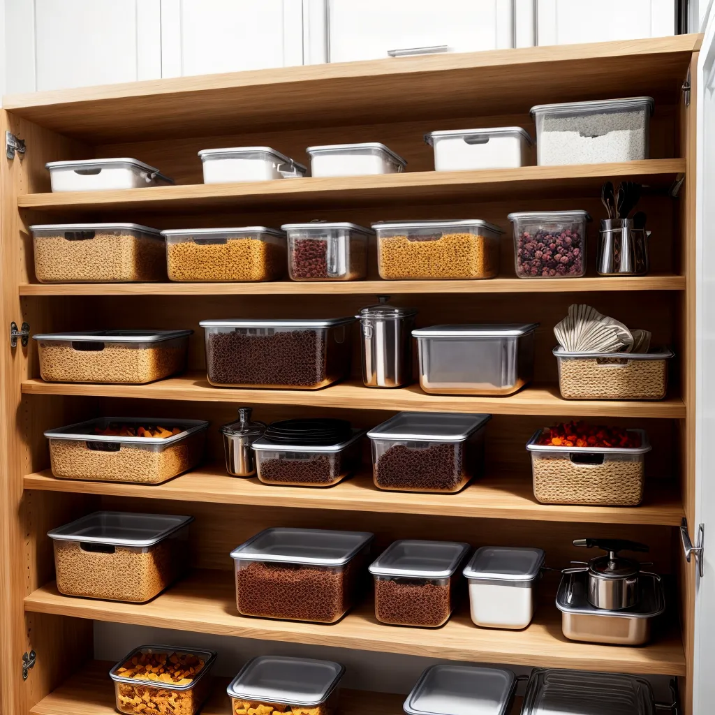 armario organizado utensilios alimentos