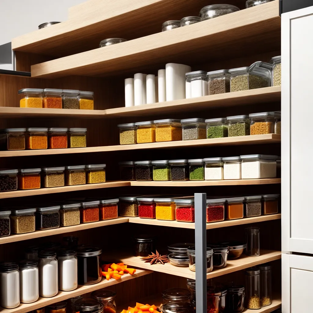 armario organizado ingredientes etiquetas