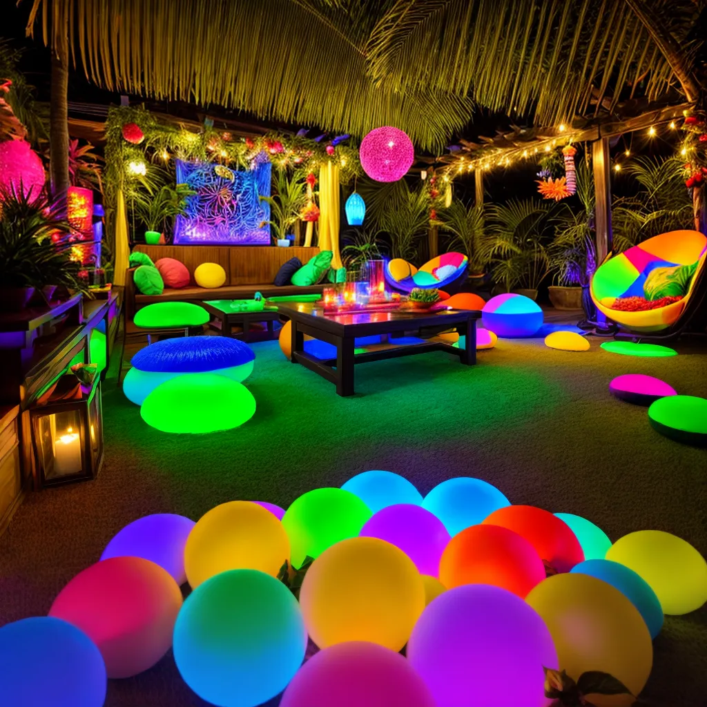 sala tropical festa cores folhagem