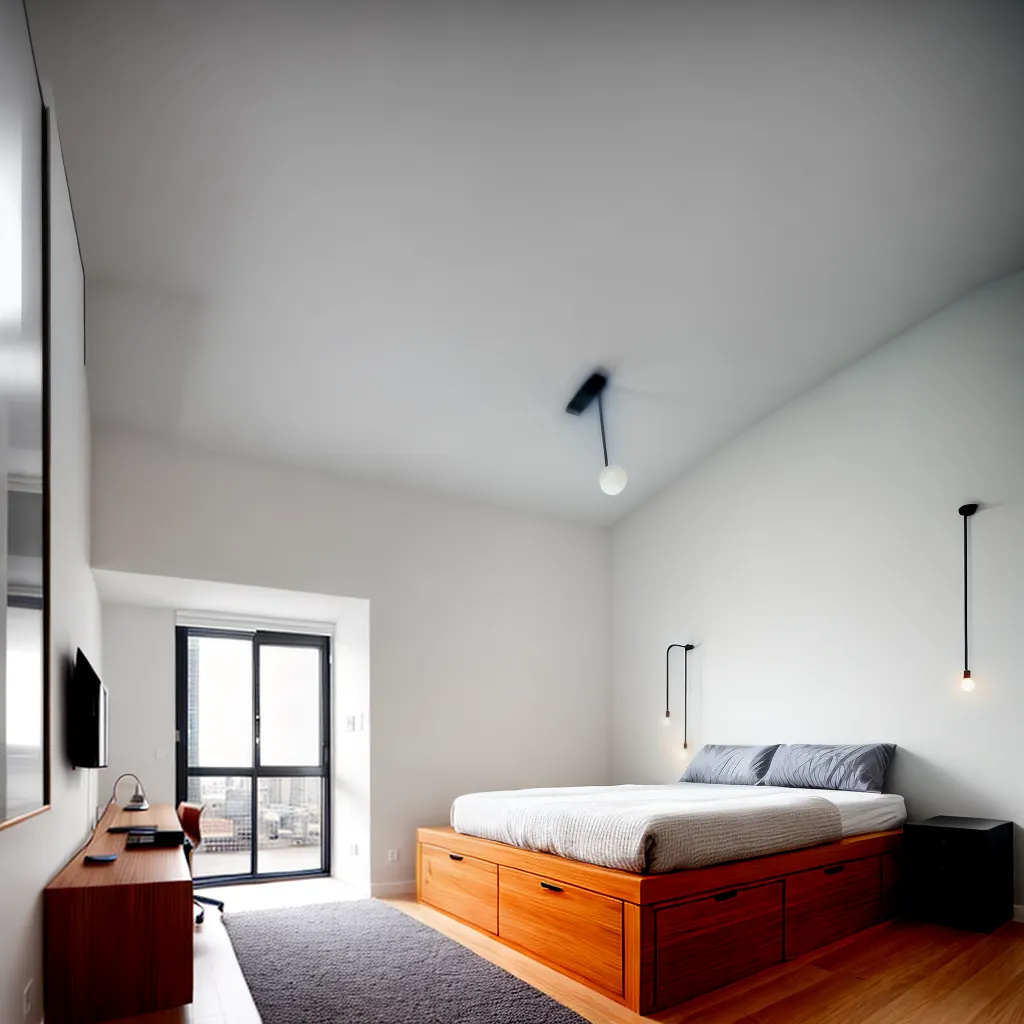 quarto minimalista cama elevada armazenamento quarto minimalista cama elevada armazenamento