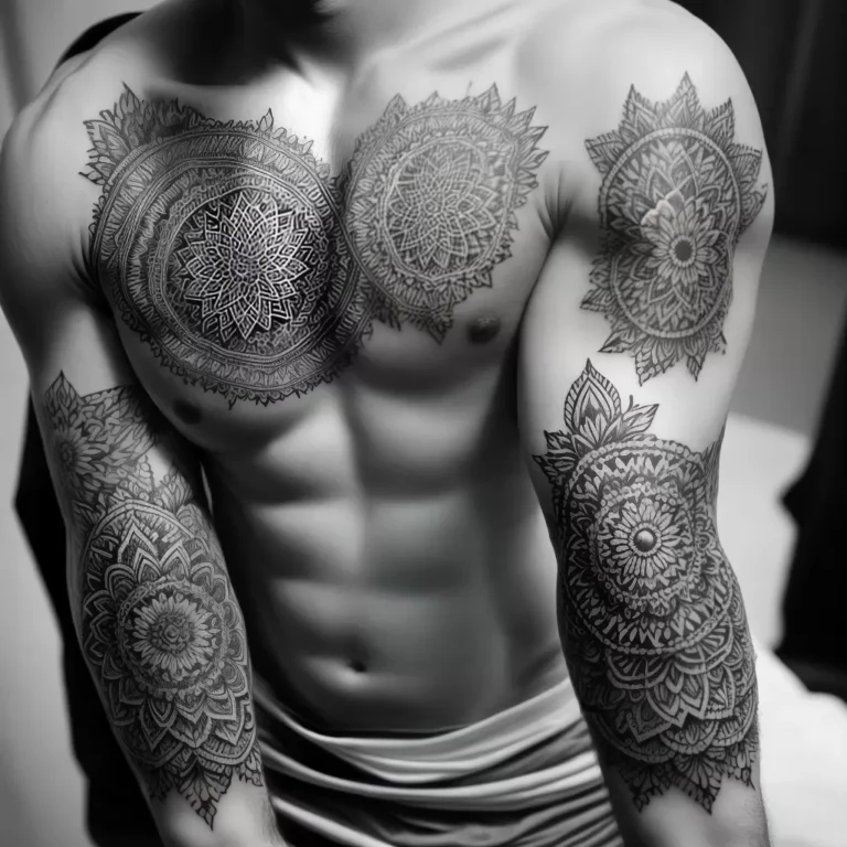 Fotos tatuagem mandala braco preto branco 5 scaled Tatuagem de mandala em preto no braço