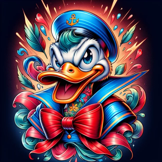 foto tatuagem pato donald colorida